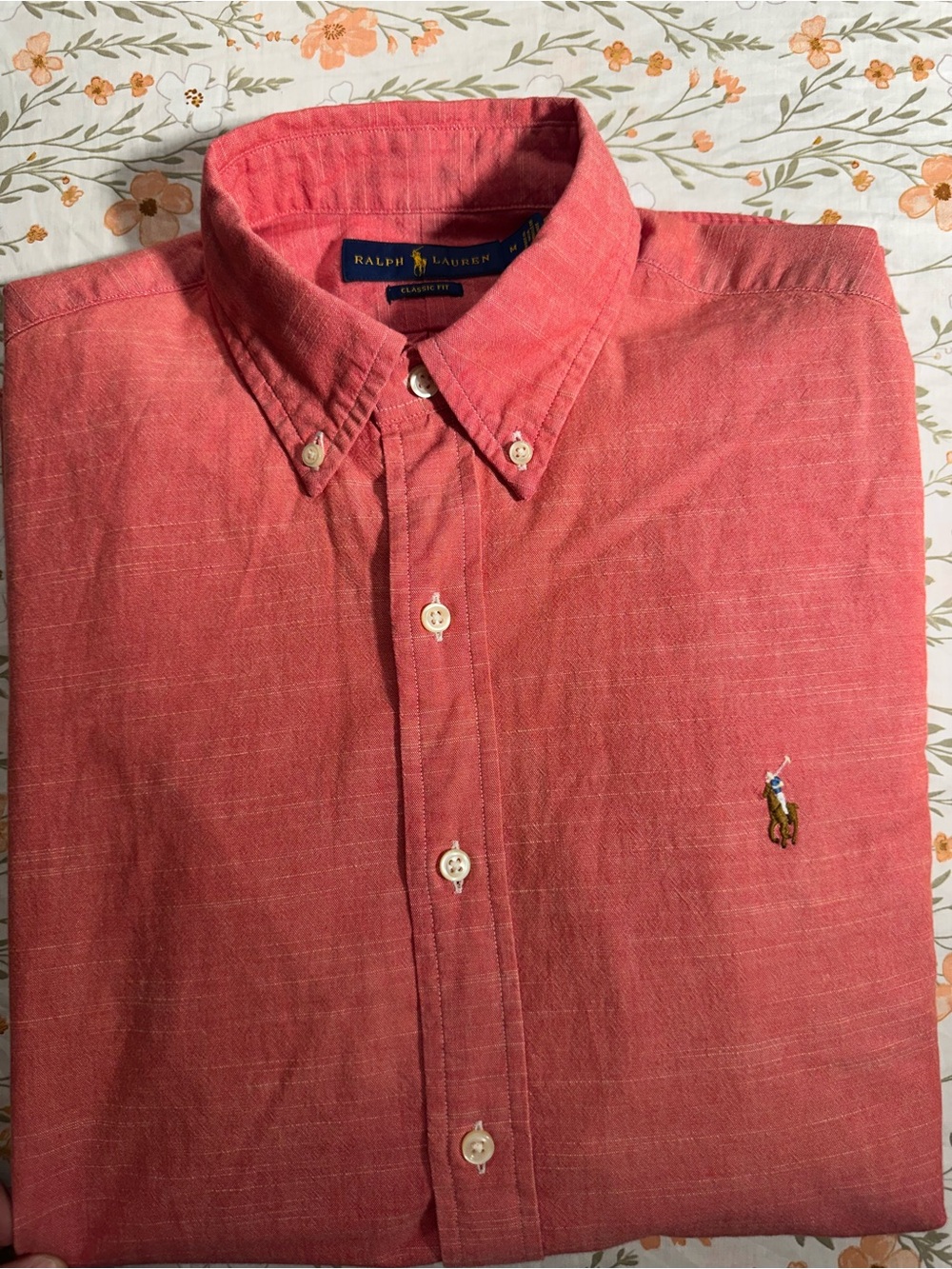 Polo Ralph Lauren Men's Button-Down Shirt Coral Pink Classic Fit size Medium